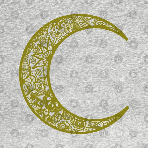 Green Henna Crescent Moon by Tilila